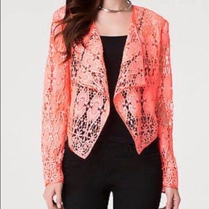 bebe Crop Top Open Jacket NWT~ Crochet Lace